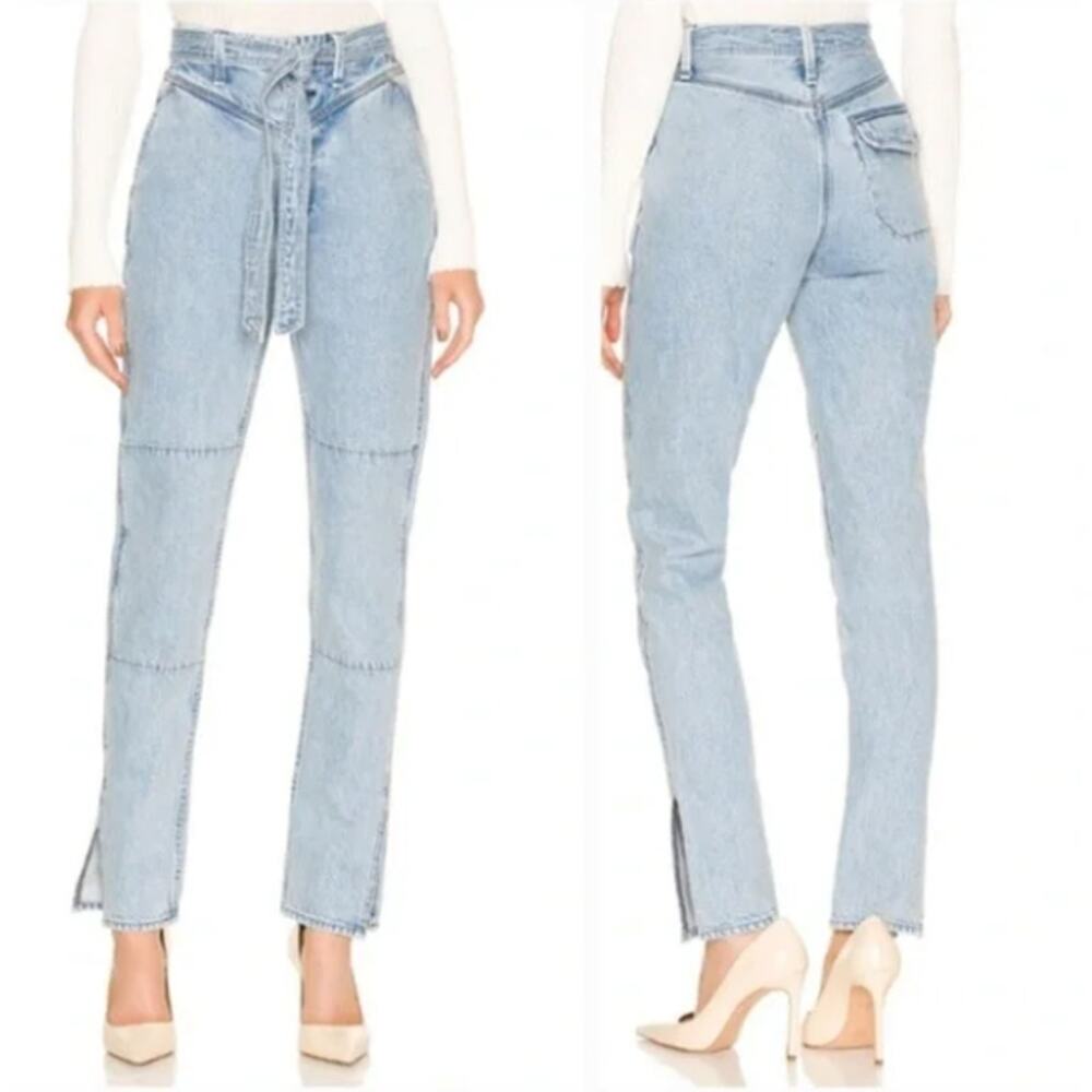 Rag & Bone Women's High Rise Mia Yoke‎ Straight Jeans Cotton Blue Denim 25